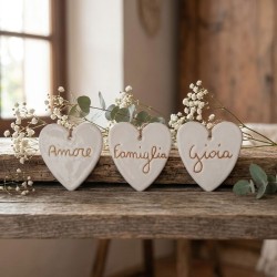Cuore in Ceramica Pugliese con Parola Incisa