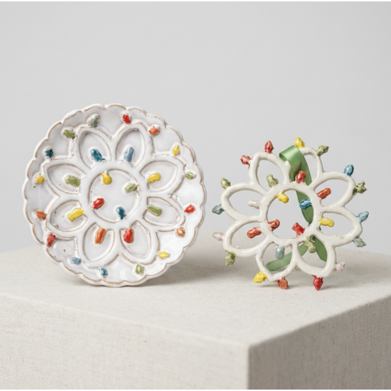 Rosone Luminaria da appendere in ceramica artigianale