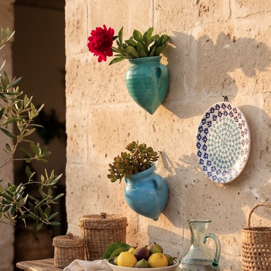 Set Decorativo Casa Mediterranea 3 pz – 2 Vasi Anfora e Piatto Polignano in Ceramica
