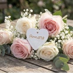 Cuore Inciso Amore in Ceramica