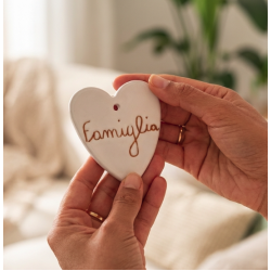 Cuore Inciso Famiglia in Ceramica