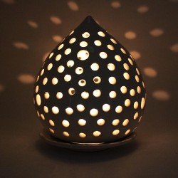 Portacandela pumo traforato con piattino 12 cm Portacandela pumo traforato con piattino 12 cm