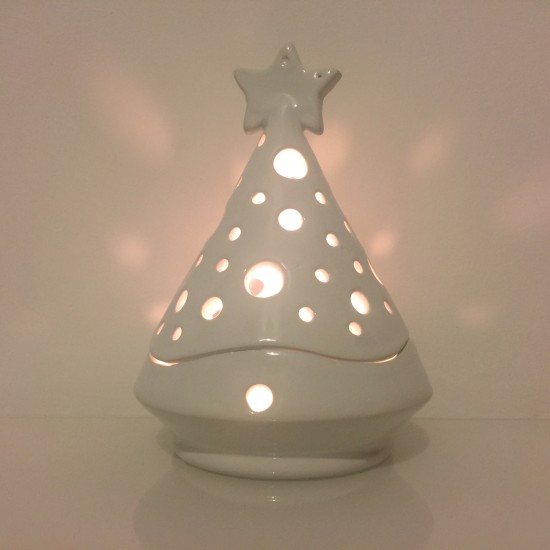 Albero porta candela bianco 14 cm