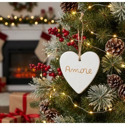 Cuore Inciso Amore in Ceramica