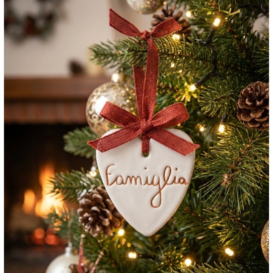 Cuore Inciso Famiglia in Ceramica