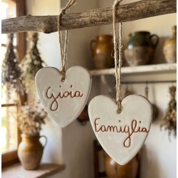 Cuore Inciso Famiglia in Ceramica