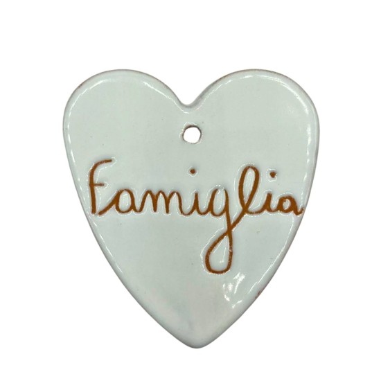 Cuore Inciso Famiglia in Ceramica