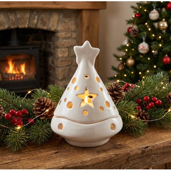 Albero porta candela bianco 14 cm