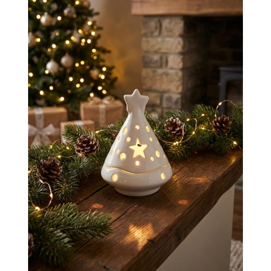 Albero porta candela bianco 14 cm