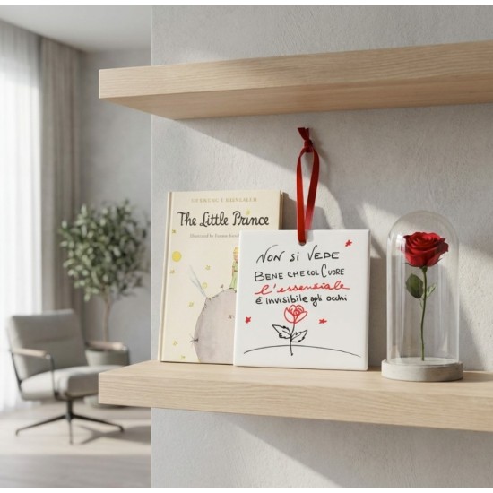 Quadretto in Ceramica con Rosa