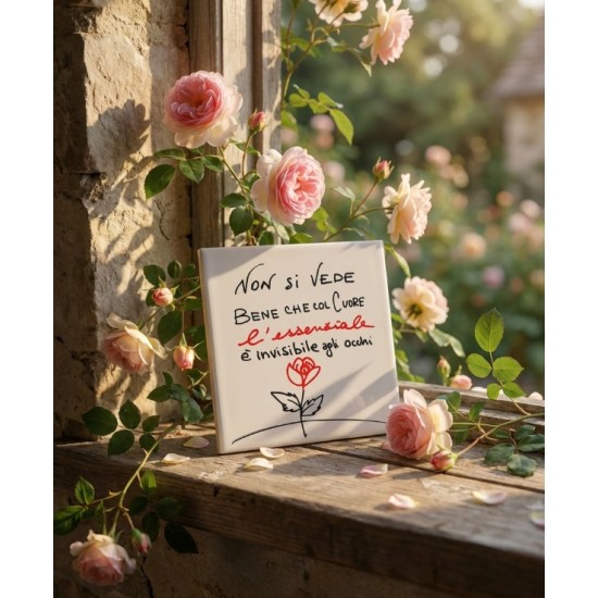 Quadretto in Ceramica con Rosa