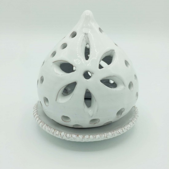 Portacandela pumo fiore e pois con piattino 12 cm Portacandela pumo fiore e pois con piattino 12 cm