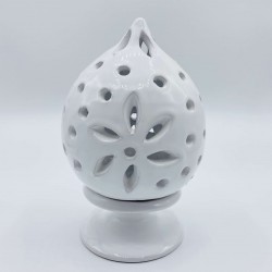 Portacandela moderno e stravagante CREOLE in ceramica bianco/argento diametro 12 cm 