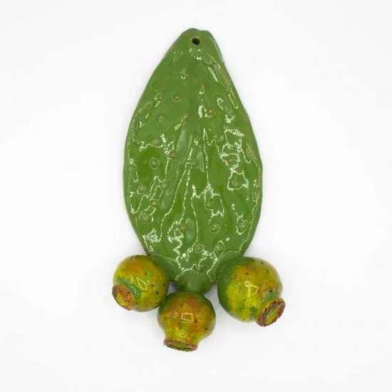 Foglia fico d'india verde frutti colorati 25 cm Foglia fico d'india verde frutti colorati 25 cm