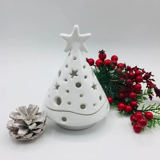 Albero porta candela bianco 14 cm Albero porta candela bianco 14 cm