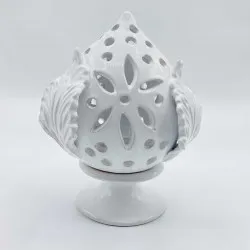 Portacandela pumo 18 cm foglie e fiore con alzatina