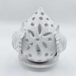 Portacandela pumo pois foglie e fiore 15cm